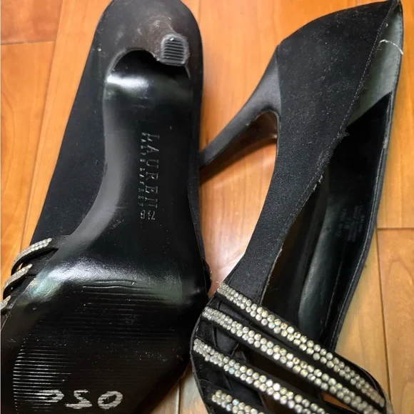 Vintage Lauren Ralph Lauren Black Satin Stiletto Heels - Picture 5 of 7